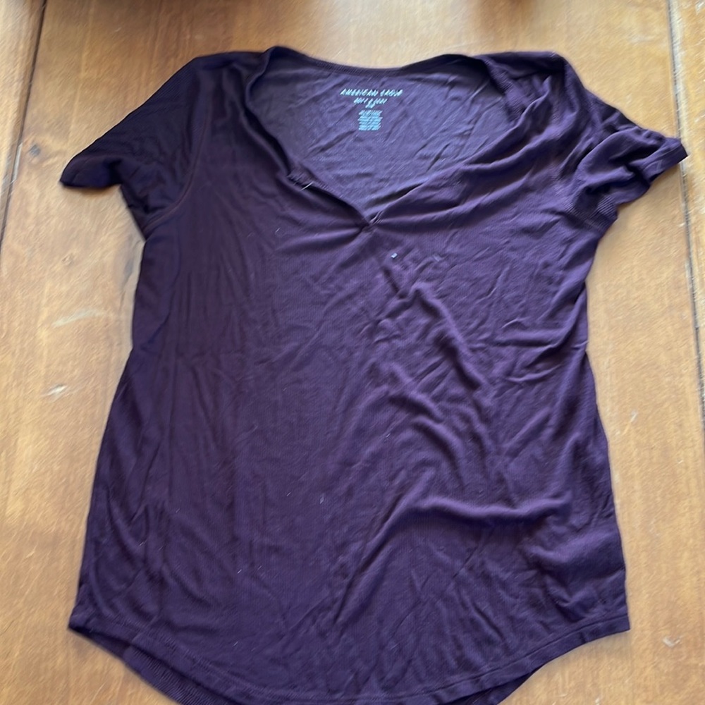 Plum colored soft ribbed tee